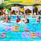 Hello Summer Floating Pool Letters Summer Party Decoration Inflatable Floats Letters Decoration Surfboard Hawaiian Luau Inflatable Signs with 4 Beach Balls